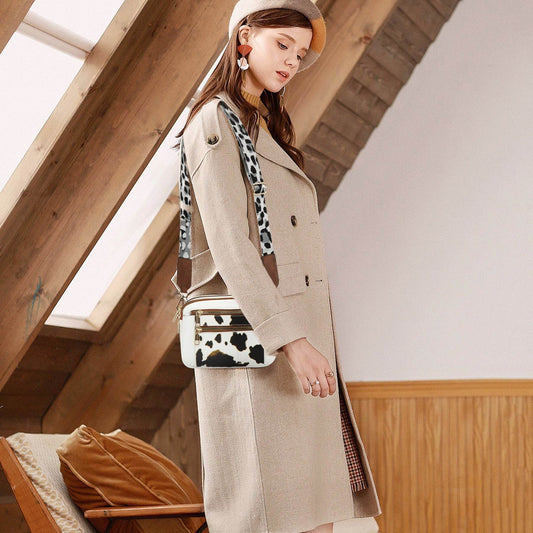 Daily Matching PU Leather Business Commute Zipper Crossbody Bags for women