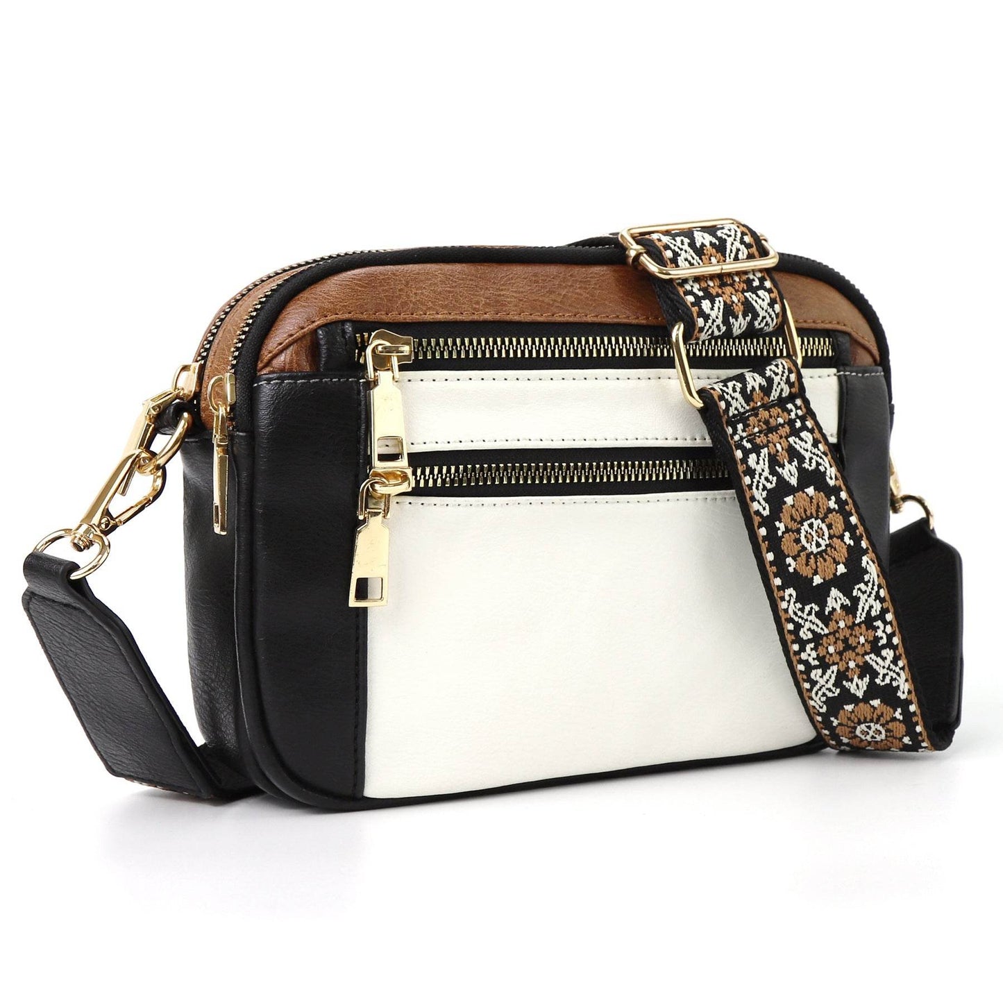 Daily Matching PU Leather Business Commute Zipper Crossbody Bags for women