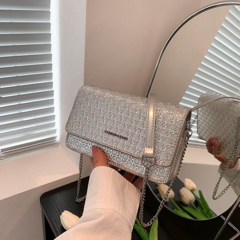 Luxury Women's Chain Embossed Square flap Shoulder Bag for women