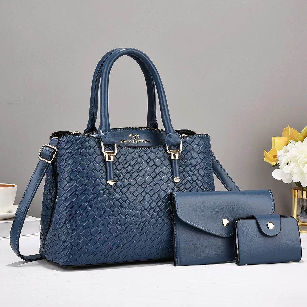 Woven Texture Three-piece Set Large Capacity One Shoulder Combination Bags women
