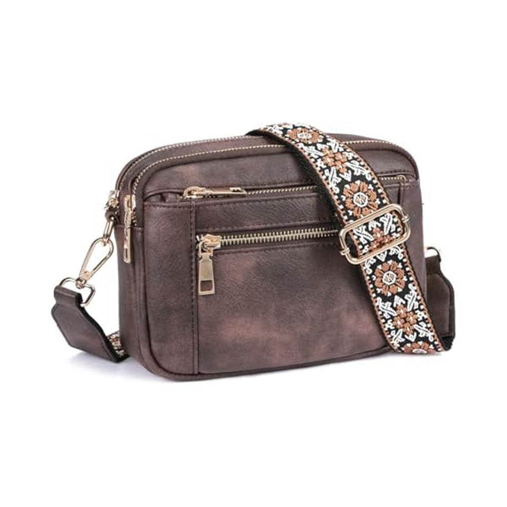 Daily Matching PU Leather Business Commute Zipper Crossbody Bags for women